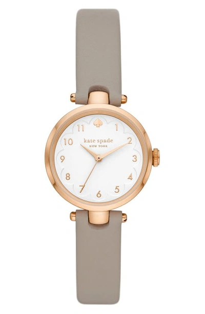 Shop Kate Spade Holland Leather Strap Watch, 28mm In Taupe