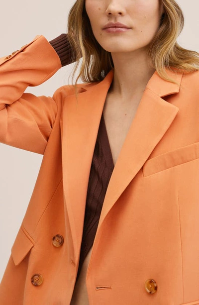 Shop Mango Double Breasted Blazer In Clementine