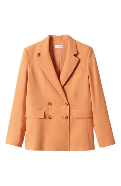 Shop Mango Double Breasted Blazer In Clementine