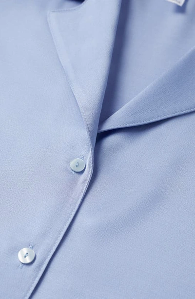 Shop Mango Matte Satin Button-up Blouse In Sky Blue
