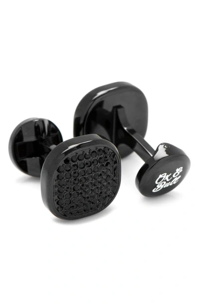 Cufflinks, Inc . Pavé Black Crystal Cuff Links In Black