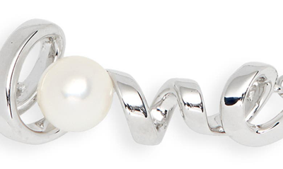 Shop Mikimoto White Gold Pearl Love Pendant Bracelet In 18kw
