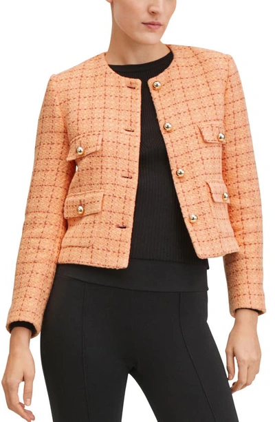 Shop Mango Tweed Jacket In Orange