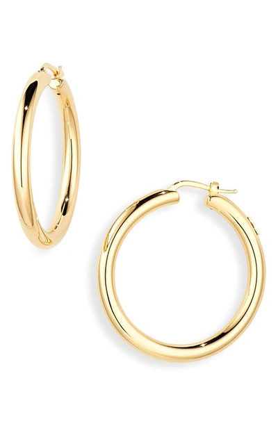 Shop Roberto Coin Classico Oro Classic Hoop Earrings In 18kyg