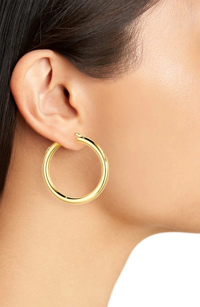 Shop Roberto Coin Classico Oro Classic Hoop Earrings In 18kyg