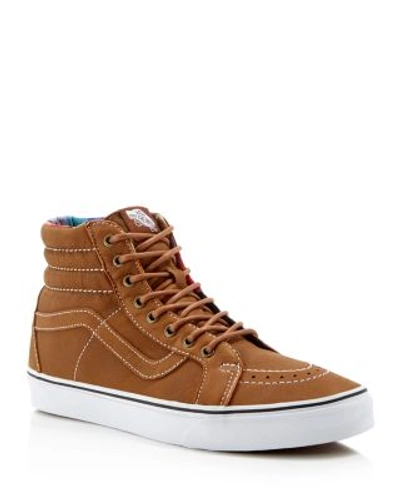 Vans Hi Reissue Leather High Top Sneakers In Brown