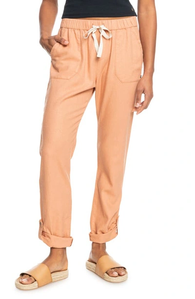Shop Roxy On The Seashore Linen Blend Pants In Toasted Nut