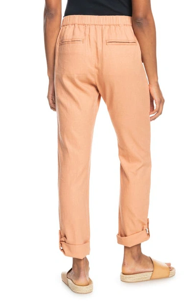 Shop Roxy On The Seashore Linen Blend Pants In Toasted Nut