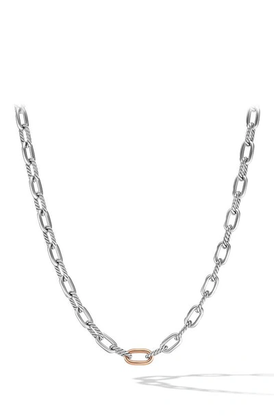 Shop David Yurman Dy Madison® Chain Necklace With 18k Gold In Silver 18k Rose Gold