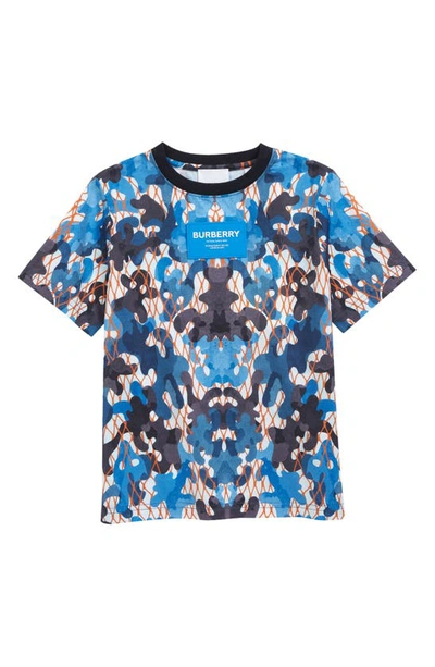 Shop Burberry Kids' Finnegan Camouflage Print T-shirt In Canvas Blue Ip Pat