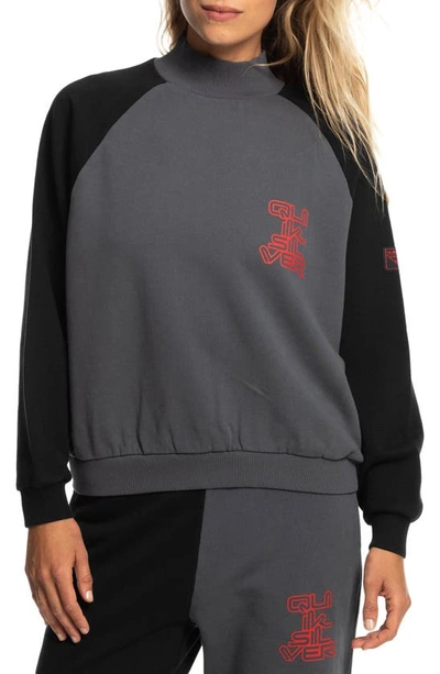 Shop Quiksilver X Strangers Things Upside Down Fleece Sweatshirt In Iron Gate