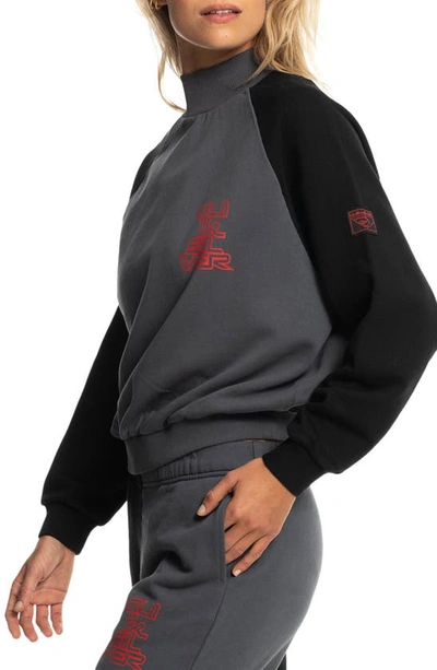 Shop Quiksilver X Strangers Things Upside Down Fleece Sweatshirt In Iron Gate