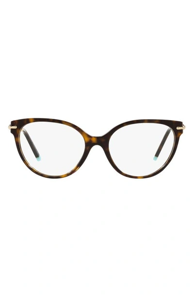 Shop Tiffany & Co 53mm Cat Eye Optical Glasses In Havana/ Demo Lens