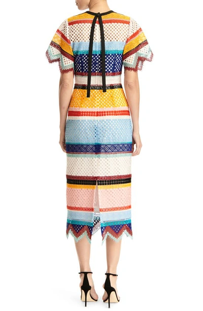 Shop Carolina Herrera Short Sleeve Sheath Dress In Multi