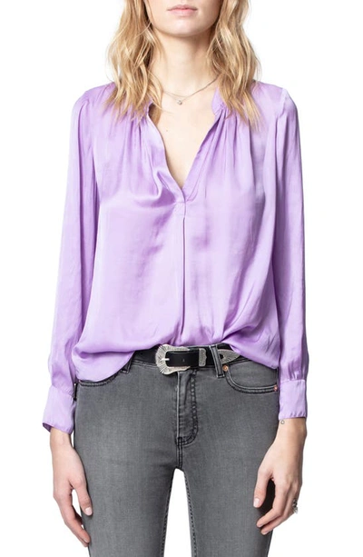 Shop Zadig & Voltaire Tink Satin Blouse In Mauve