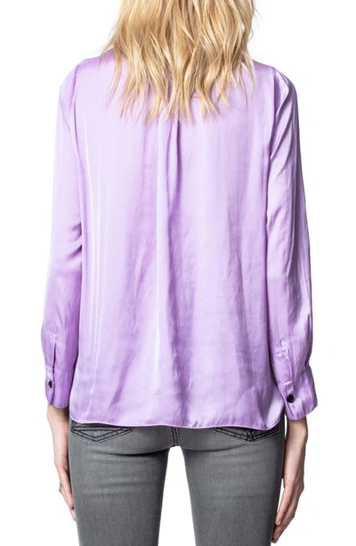 Shop Zadig & Voltaire Tink Satin Blouse In Mauve