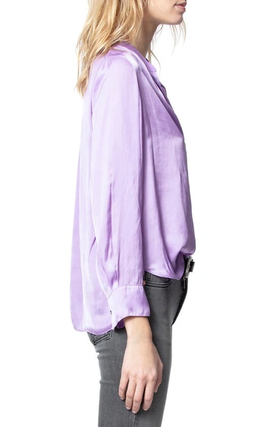 Shop Zadig & Voltaire Tink Satin Blouse In Mauve