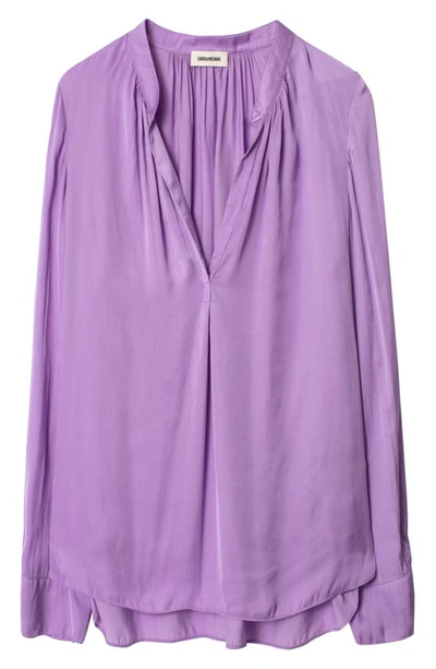 Shop Zadig & Voltaire Tink Satin Blouse In Mauve