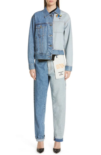 Shop Monse Inside Out Denim Jacket In Med Blue/ Light Blue