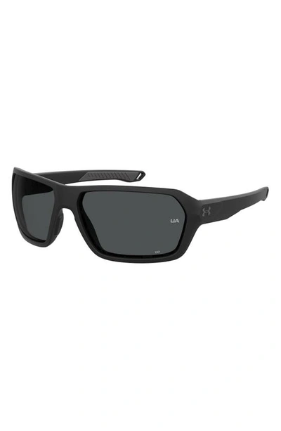 Shop Under Armour Recon 64mm Sport Sunglasses In Matte Black / Grey Oleophobic