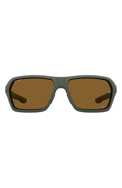 Shop Under Armour Recon 64mm Sport Sunglasses In Matte Green / Brown Pz Hc Ol