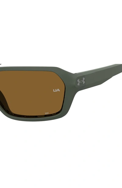 Shop Under Armour Recon 64mm Sport Sunglasses In Matte Green / Brown Pz Hc Ol
