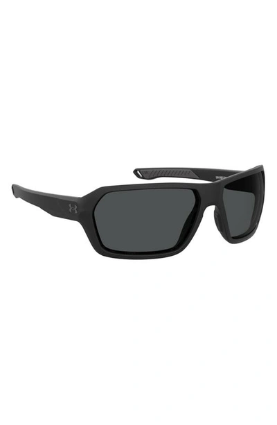 Shop Under Armour Recon 64mm Sport Sunglasses In Matte Black / Grey Oleophobic