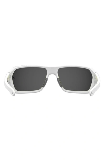 Shop Under Armour Recon 64mm Sport Sunglasses In Matte White / Gray Blue Spsso