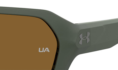 Shop Under Armour Recon 64mm Sport Sunglasses In Matte Green / Brown Pz Hc Ol