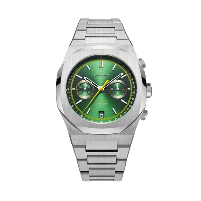 Shop D1 Milano Watch Chronograph 41.5 Mm In Green/silver/yellow