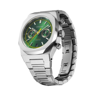 Shop D1 Milano Watch Chronograph 41.5 Mm In Green/silver/yellow