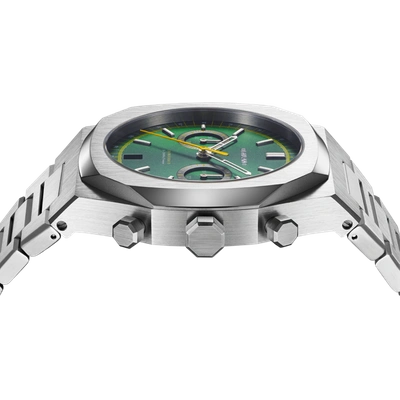 Shop D1 Milano Watch Chronograph 41.5 Mm In Green/silver/yellow