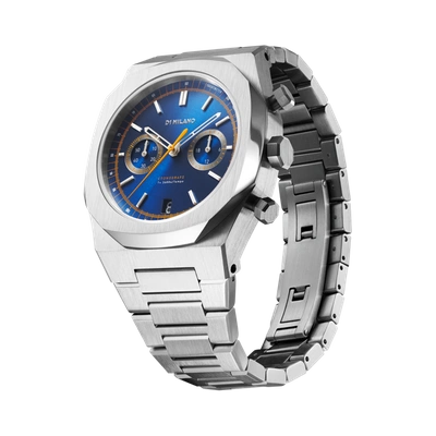 Shop D1 Milano Watch Chronograph 41.5 Mm In Blue/orange/silver