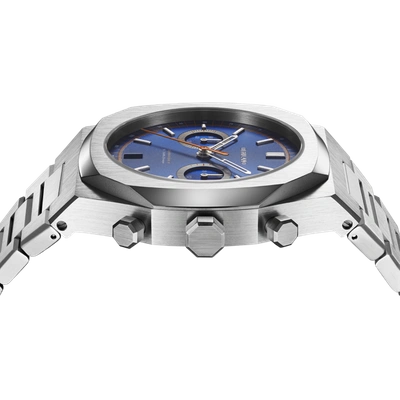 Shop D1 Milano Watch Chronograph 41.5 Mm In Blue/orange/silver