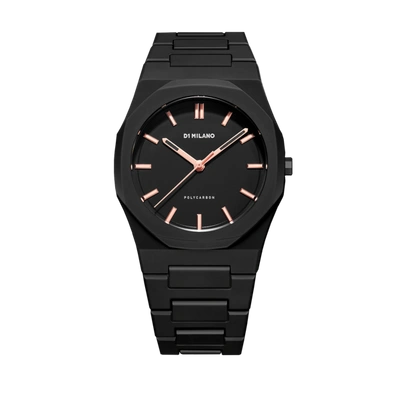 D1 Milano Black Polycarbon Dawn Light Polycarbonate Quartz Watch In Rose Gold
