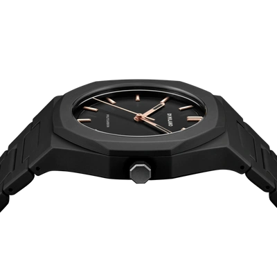 D1 Milano Black Polycarbon Dawn Light Polycarbonate Quartz Watch In Rose Gold