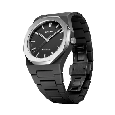 D1 Milano Black Polycarbon Moonglade Polycarbonate Quartz Watch In Silver