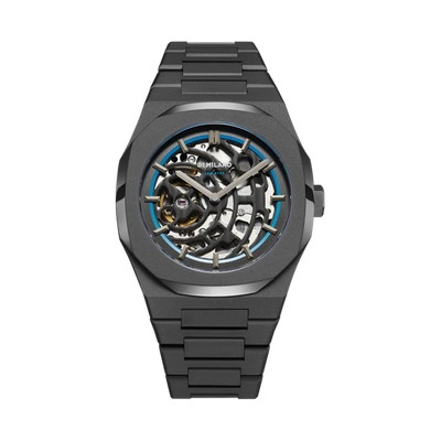 Shop D1 Milano Watch Skeleton Bracelet  41.5 Mm In Blue/gun Metal
