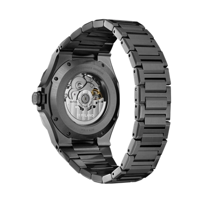 D1 Milano Gun Skeleton Bracelet 41.5mm Stainless Steel Mechanical Watch In Gun Metal