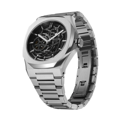 D1 Milano Watch Skeleton Bracelet 41.5 Mm In Silver