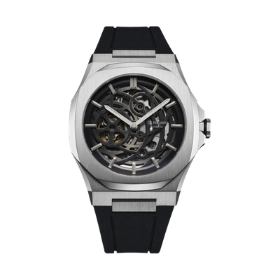 Shop D1 Milano Watch Skeleton Rubber 41.5 Mm In Silver