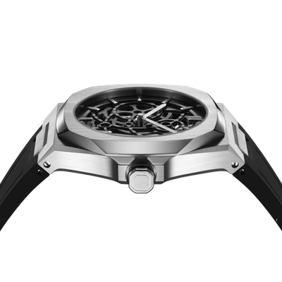 Shop D1 Milano Watch Skeleton Rubber 41.5 Mm In Silver