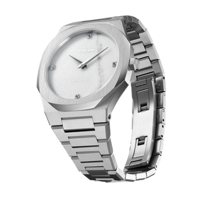 Shop D1 Milano Watch Ultra Thin Bracelet 34 Mm In Grey/silver/white