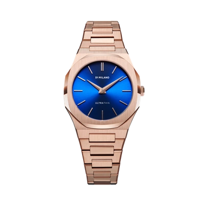 Shop D1 Milano Watch Ultra Thin Bracelet 34 Mm In Blue/rose Gold