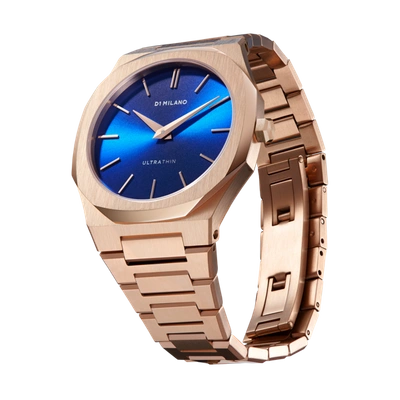 D1 Milano Watch Ultra Thin Bracelet 34 Mm In Blue/rose Gold