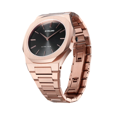 D1 Milano Watch Ultra Thin Bracelet 34 Mm In Black/rose Gold