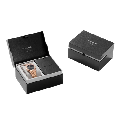 D1 Milano Watch Ultra Thin Bracelet 34 Mm In Black/rose Gold