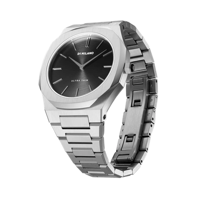 Shop D1 Milano Watch Ultra Thin Bracelet 34 Mm In Black/silver