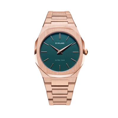 Shop D1 Milano Watch Ultra Thin Bracelet 38 Mm In Green/rose Gold