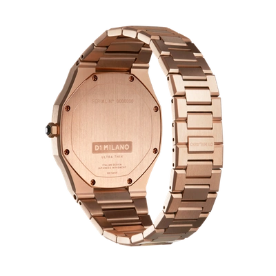 Shop D1 Milano Watch Ultra Thin Bracelet 38 Mm In Green/rose Gold